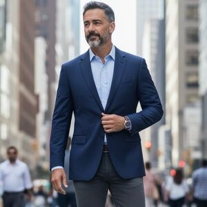 🌻Z Zegna Blue Wool Sports Coat Blazer Size 52 Regular